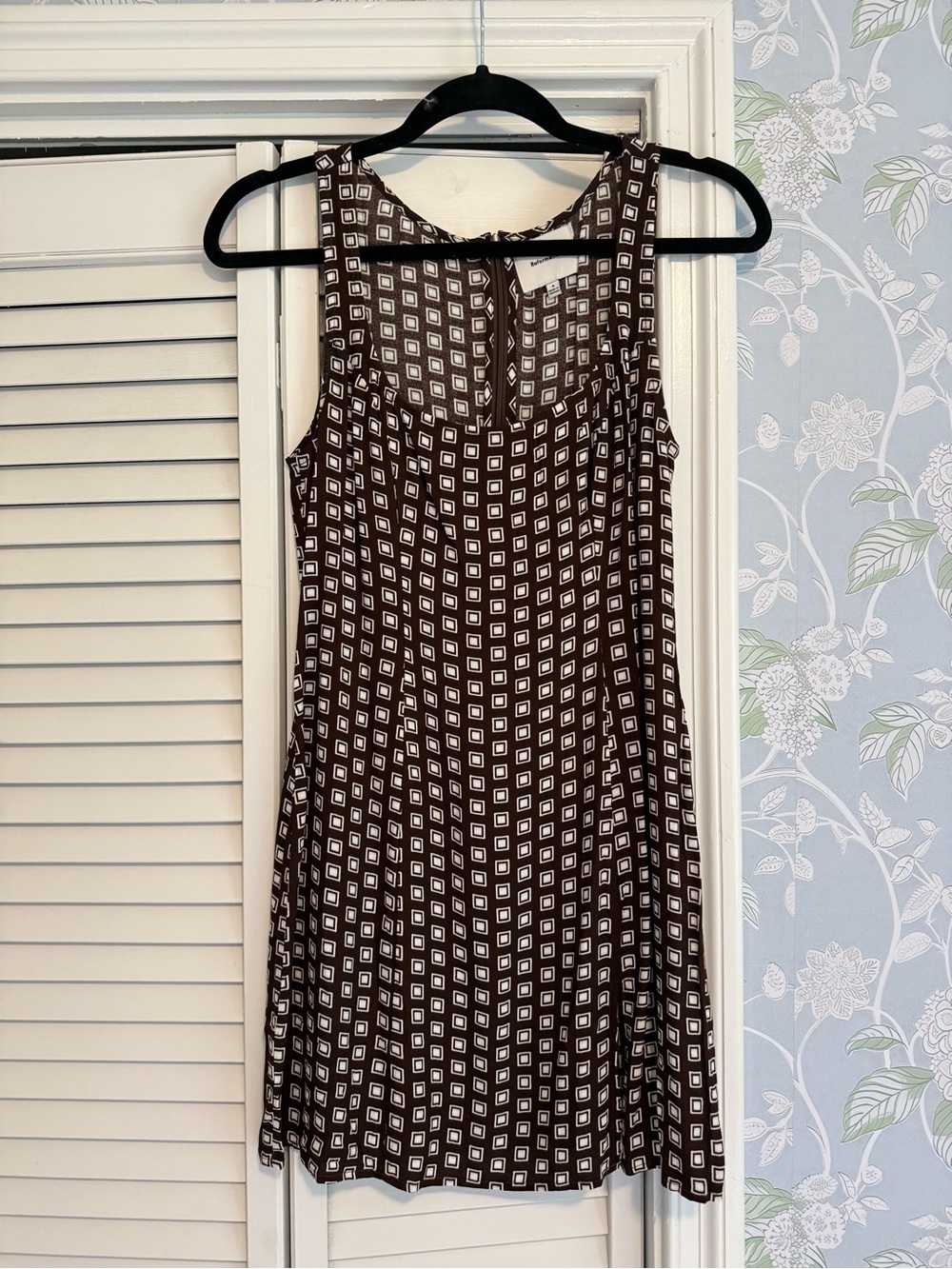 Reformation Brown and White Geometric Tank Dress